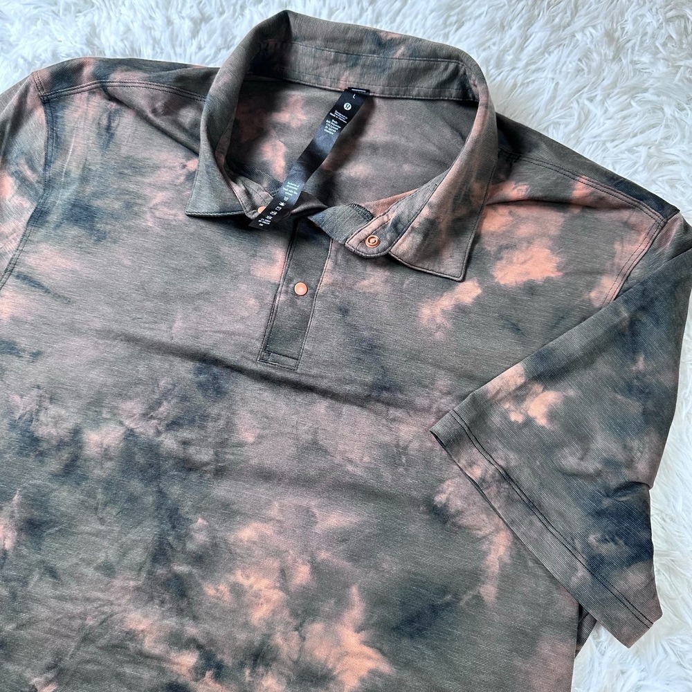 Lululemon Evolution Polo Shirt Mens L Diamond Dye Short Sleeve Performance TAGS